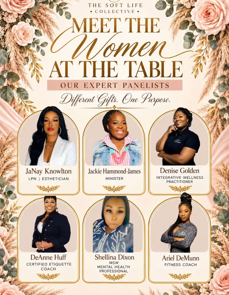 Meet the Women at the Table: JaNay Knowlton, Jackie Hammond-James, Denise Golden, DeAnne Huff, Shellina Dixon, and Ariel DeMunn